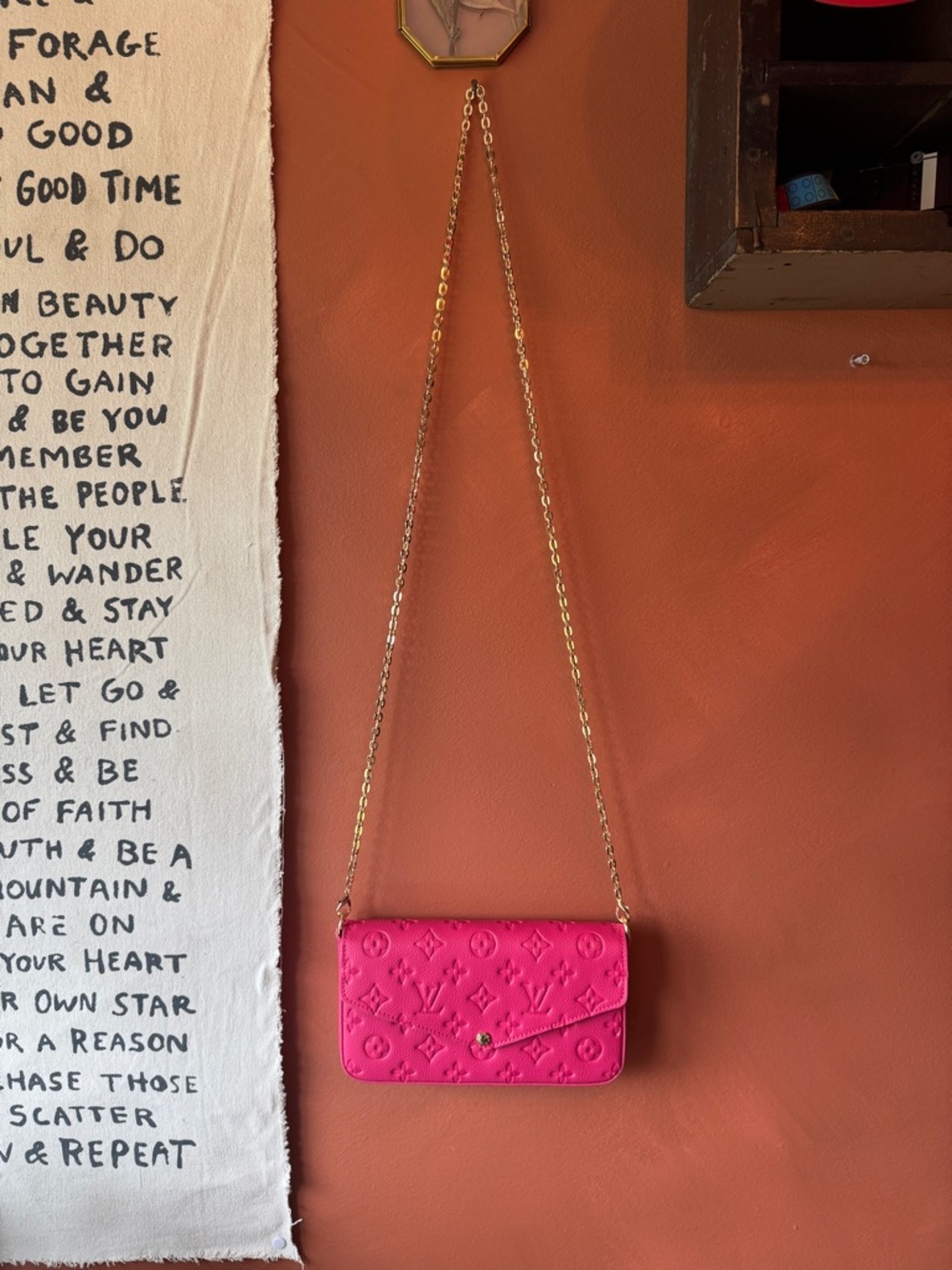 Louis Vuitton Fuchsia Monogram Chain Crossbody with Card Holder - Picture 7 of 10